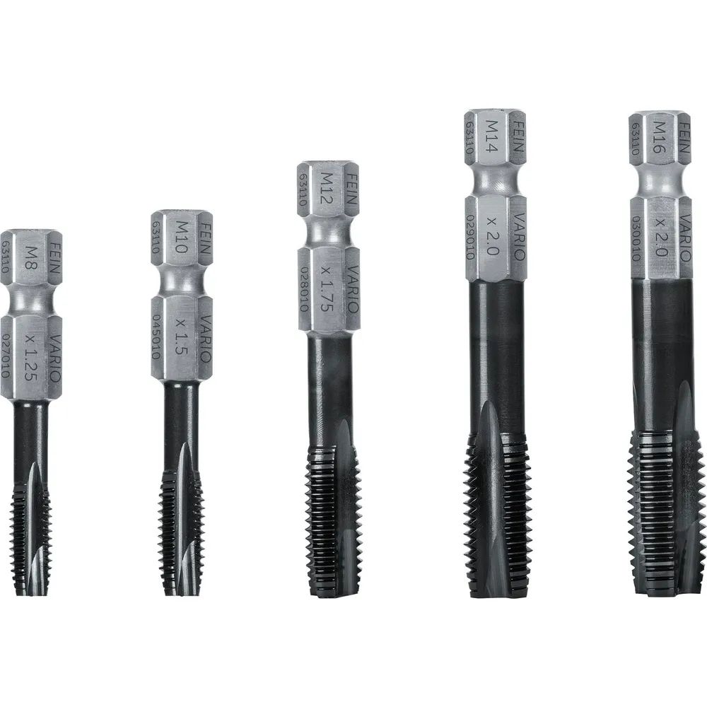 FEIN Gewindebohrer-Set Vario 5-teilig M8-M16 HSS 64 HRC Titan-Aluminium-Nitrid