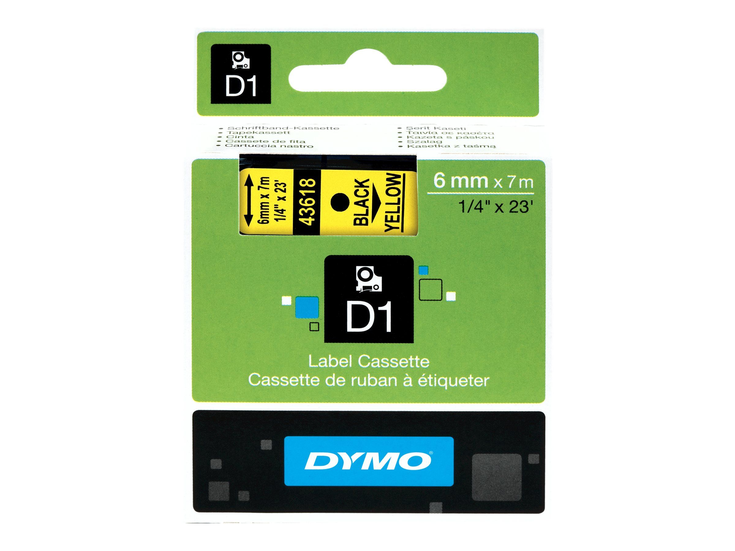 Dymo D1 - Selbstklebend - Schwarz auf Gelb - Rolle (0,6 cm x 7 m)
