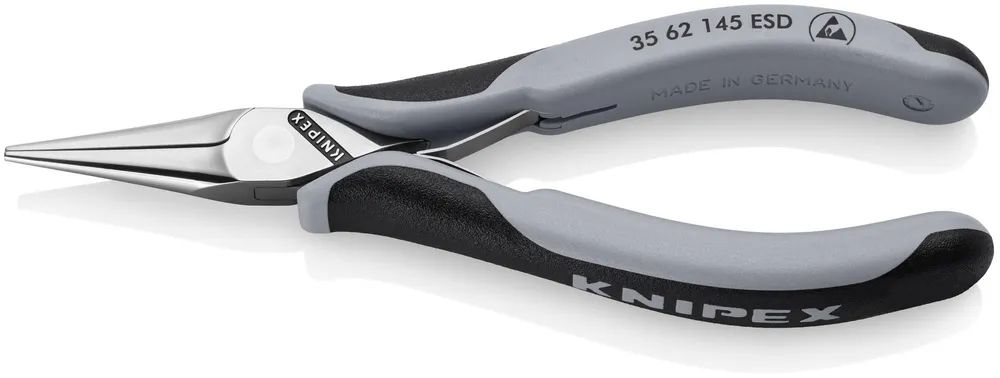 KNIPEX Elektronik-Greifzange ESD mit durchgestecktem Gelenk mit Mehrkomponenten-Hüllen spiegelpoliert 145 mm