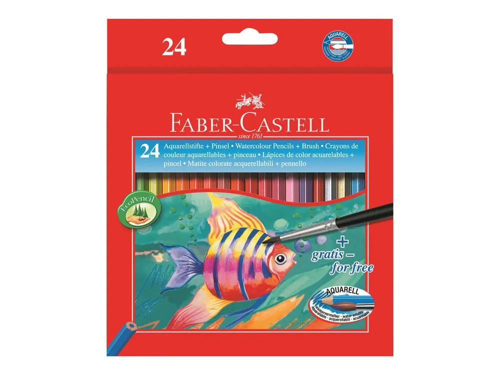 FABER-CASTELL Pinsel- und Farbstift-Set - Aquarell (Packung mit 24)