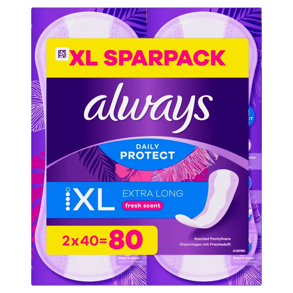always Slipeinlage Daily Protect Extra Long mit Frischeduft Duo BigPack 80