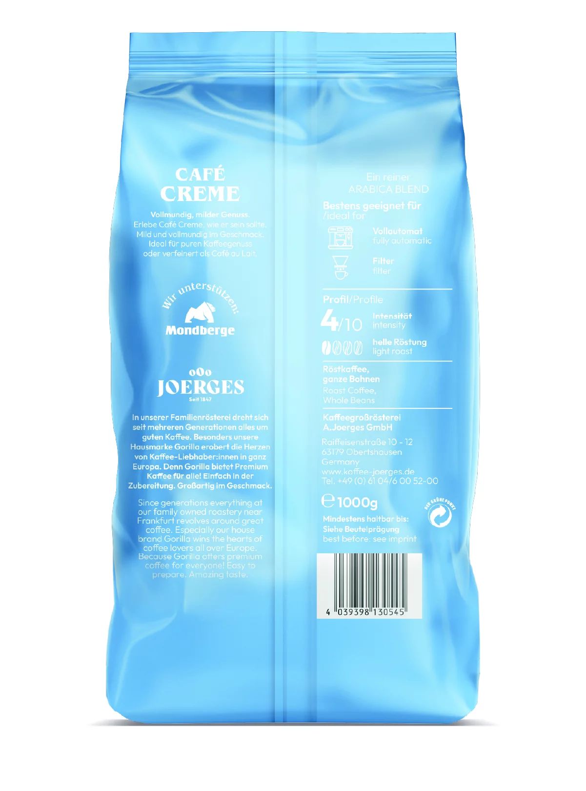 Joerges Kaffee Gorilla Cafe Creme blau, 1kg