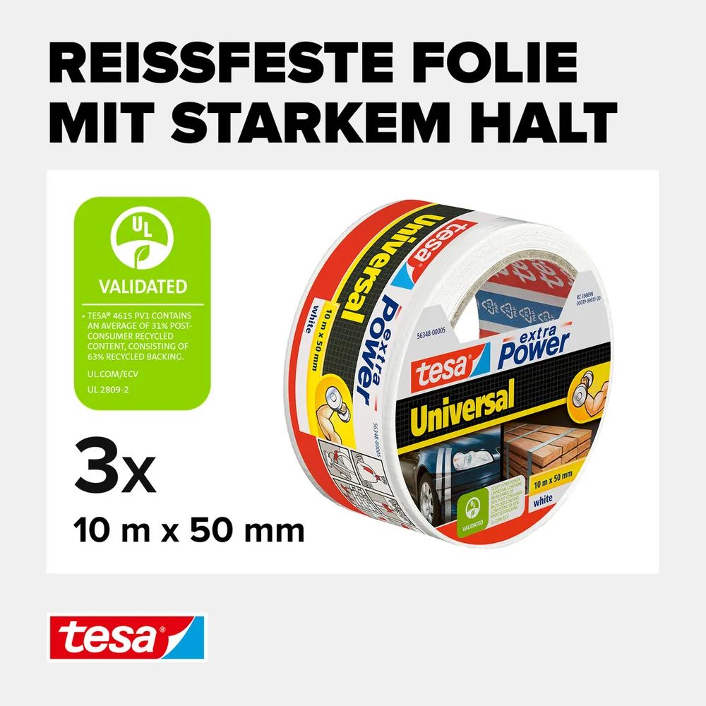 tesa® EXTRA POWER UNIVERSAL Gewebeband, Dreierpack,  Ductape