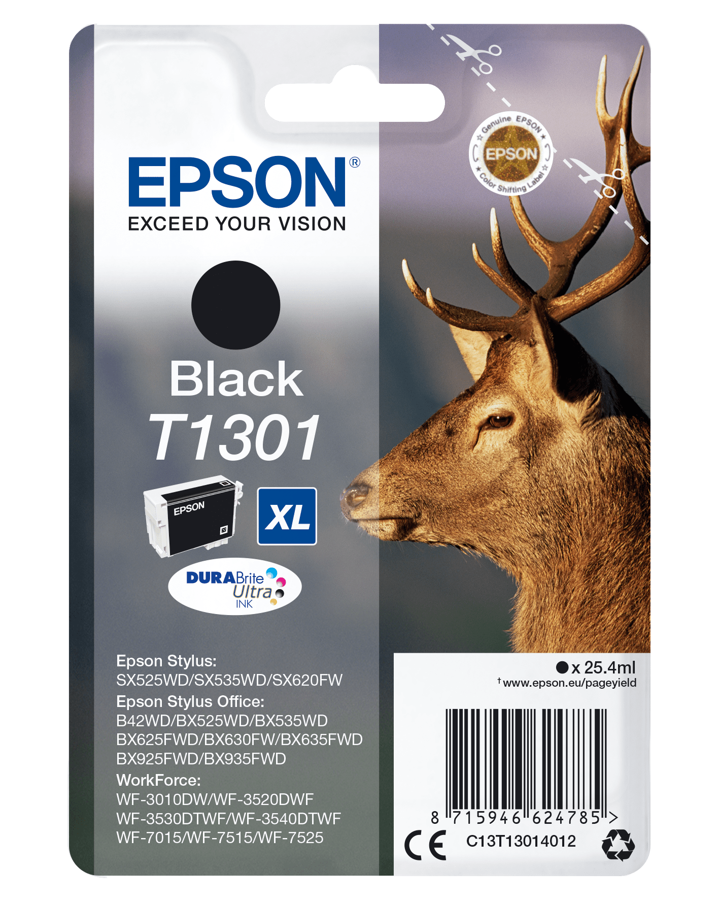 Epson T1301 Tinte Hirsch Single, Standard, schwarz