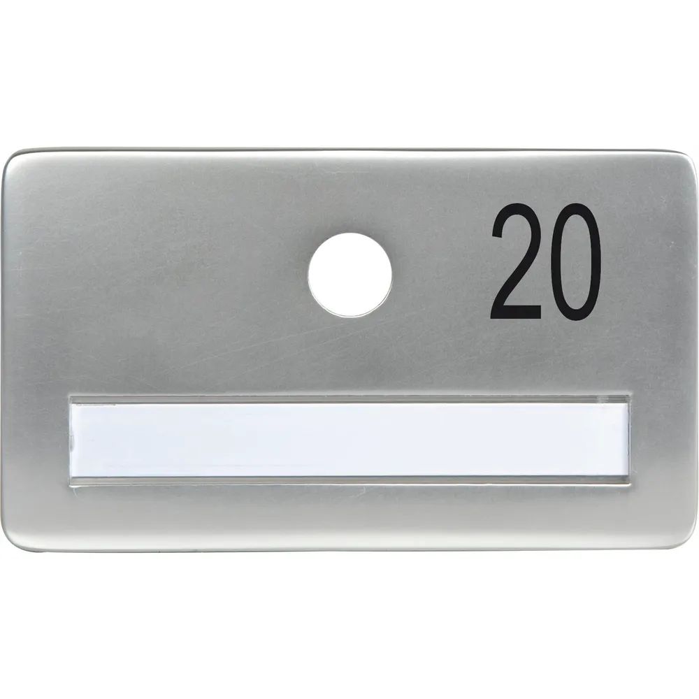 SOLIDO Namensschild ohne Spion, Bohrung ø 14, Alu silber eloxiert, Gravur Nr. 20