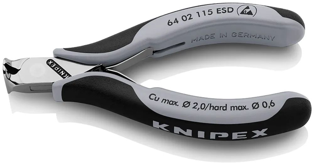 KNIPEX Elektronik-Vornschneider ESD mit Mehrkomponenten-Hüllen 115 mm