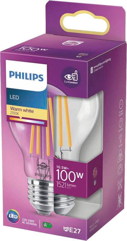 Philips LED classic 100W E27 WW A60 CL ND SRT4