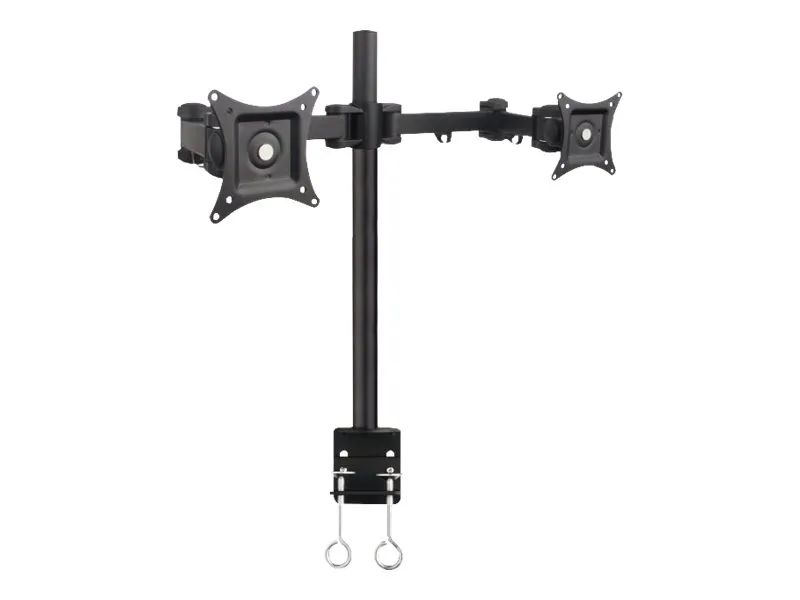 Techly Befestigungskit (Spannbefestigung für Tisch, Befestigungsarm für Dual-Bildschirm) - für 2 LCD-Displays - Schwarz - Bildschirmgröße: 33-68.6 cm (13"-27")