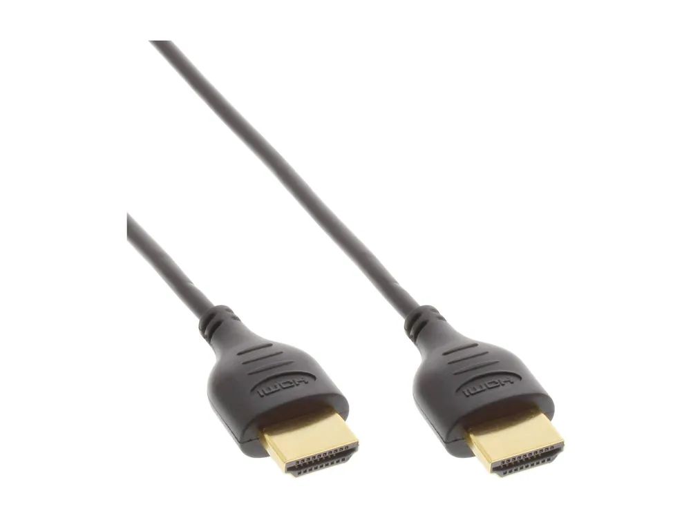 InLine HDMI Superslim Kabel A an A - HS mit Eth. - Premium - schwarz / gold - 1,8m
