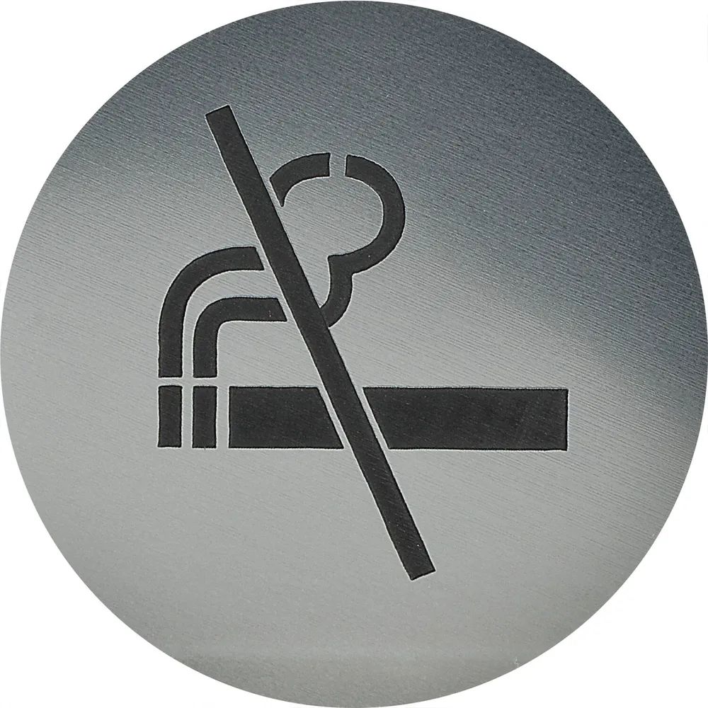 Schachermayer VVP Hinweisschild RAUCHEN VERBOTEN, Durchmesser 60 mm, Kunststoff Edelstahl-Effekt