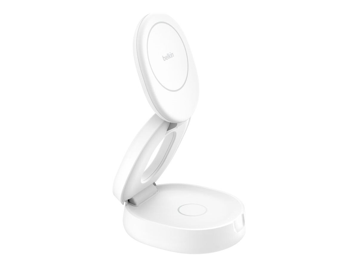 Belkin BoostCharge - Kabelloses Ladegerät - 2-in-1, Qi2, magnetisch, faltbar + AC-Netzteil