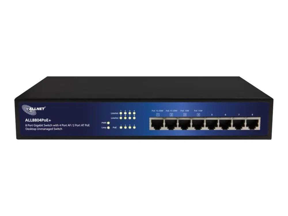 ALLNET ALL8804PoE+ - Switch - unmanaged - 4 x 10/100/1000 (PoE)