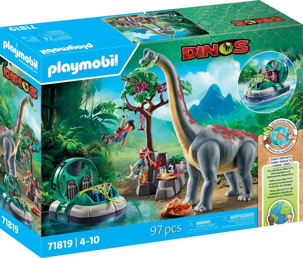 PLAYMOBIL Dinos Brachiosaurus-Begegnung mit Luftkissenboot - Aktion/Abenteuer - e
