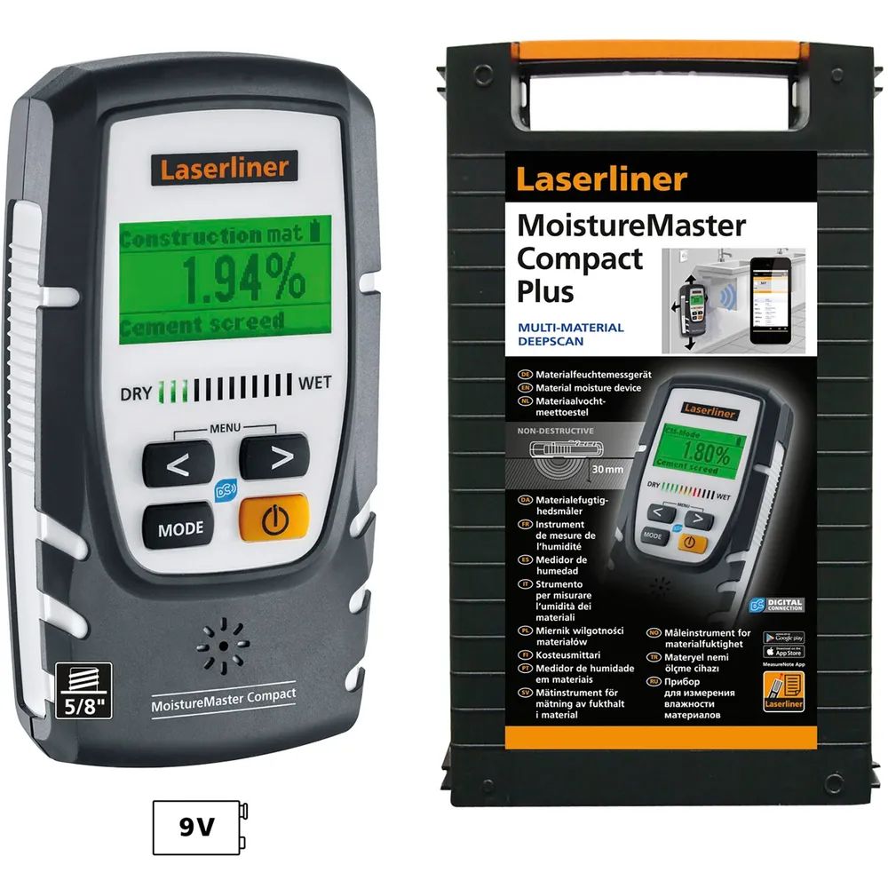LASERLINER Holz- und Bau-Feuchtemessgerät MoistureMaster Compact Plus