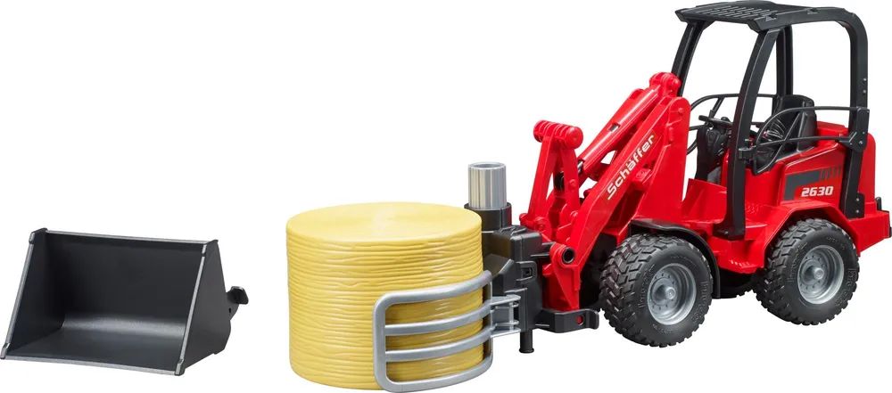 Bruder Schäffer Hoflader mit Ballengreifzange + Ballen - 4 Jahr(e) - Acrylnitril-Butadien-Styrol (ABS) - Schwarz - Rot