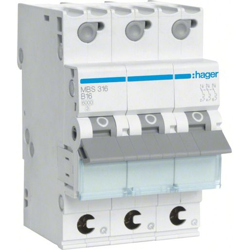 Hager LS-SCHALTER 3P 16A-B 6KA 3PLE / HAGER MBS316 QUICK CONNECT MBS316