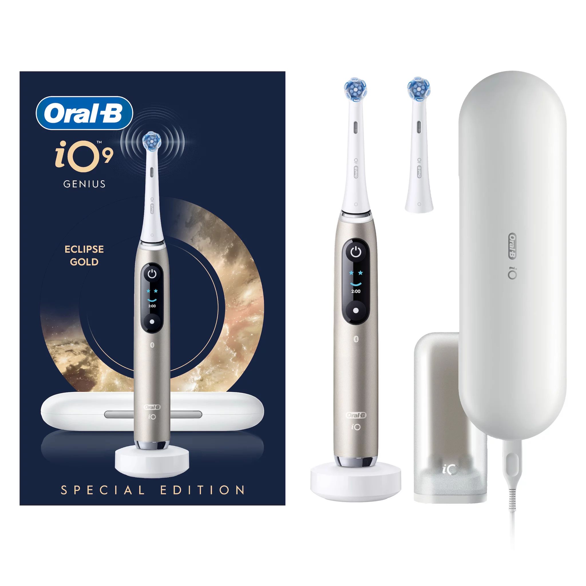 Oral-B iO Series 9 Gold Special Edition mit weißen Aufsteckbürsten