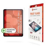 DISPLEX Tablet Glass (9H) für iPad Pro 11'' (1./2./3./4. Gen.)/Air (4./5. Gen.) - Eco-Montagerahmen L-Form - unzerbrechlich - ultra-dünn - unsichtbar - 27,9 cm (11") - 9H - Gehärtetes Glas - 145 g - 1 Stück(e)