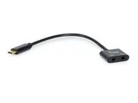 Equip USB C auf Dual 3,5 mm Kopfhörer DAC Adapter - USB C - Männlich - 2 x 3.5mm - Weiblich - 0,15 m - Schwarz