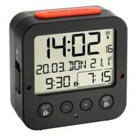 TFA Digitaler Funk-Wecker mit Temperatur BINGO - Digitaler Wecker - Quadratisch - Schwarz - Kunststoff - -10 - 50 °C - Akku