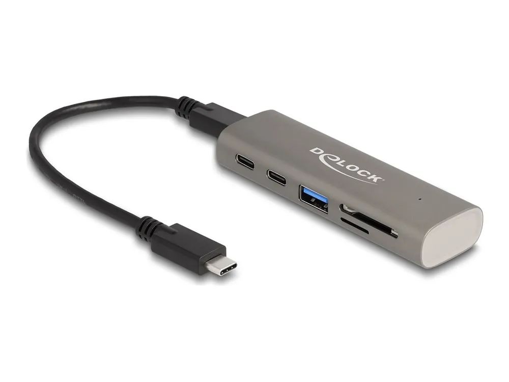 Delock 3 Port USB 10 Gbps Hub inklusive SD und Micro Card Reader mit Type-C