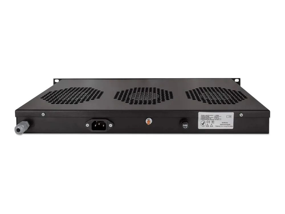 IC Intracom Intellinet Kühleinheit mit 3 Lüftern für 19" Schränke, Zur Montage auf den Profilschienen, 1 HE, schwarz - Rack-Lüftereinsatz - mit 3 Ventilatoren - Wechselstrom 220/240 V - Schwarz, RAL 9005 - 1U - 48.3 cm (19")