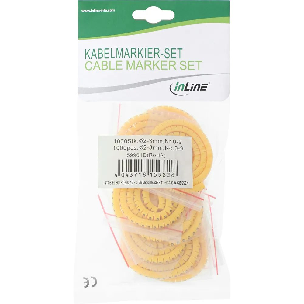 InLine Kabelmarkierer 5,2-10mm - Nr.0-9 - 1000 Stück