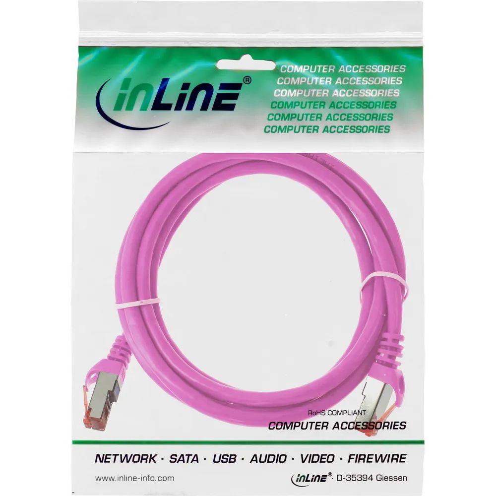InLine Patchkabel - S/FTP (PiMf) - Cat.6 - 250MHz - PVC - Kupfer - pink - 3m