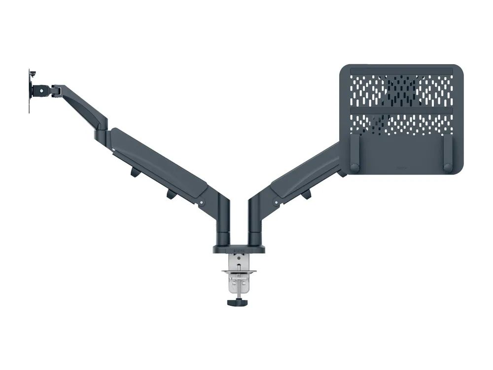 Esselte Leitz Ergo - Befestigungskit (spring-assisted dual arm) - für 2 LCD-Displays oder LCD-Display und Notebook - space saving - Dunkelgrau - Bildschirmgröße: 43.2-81.3 cm (17"-32")
