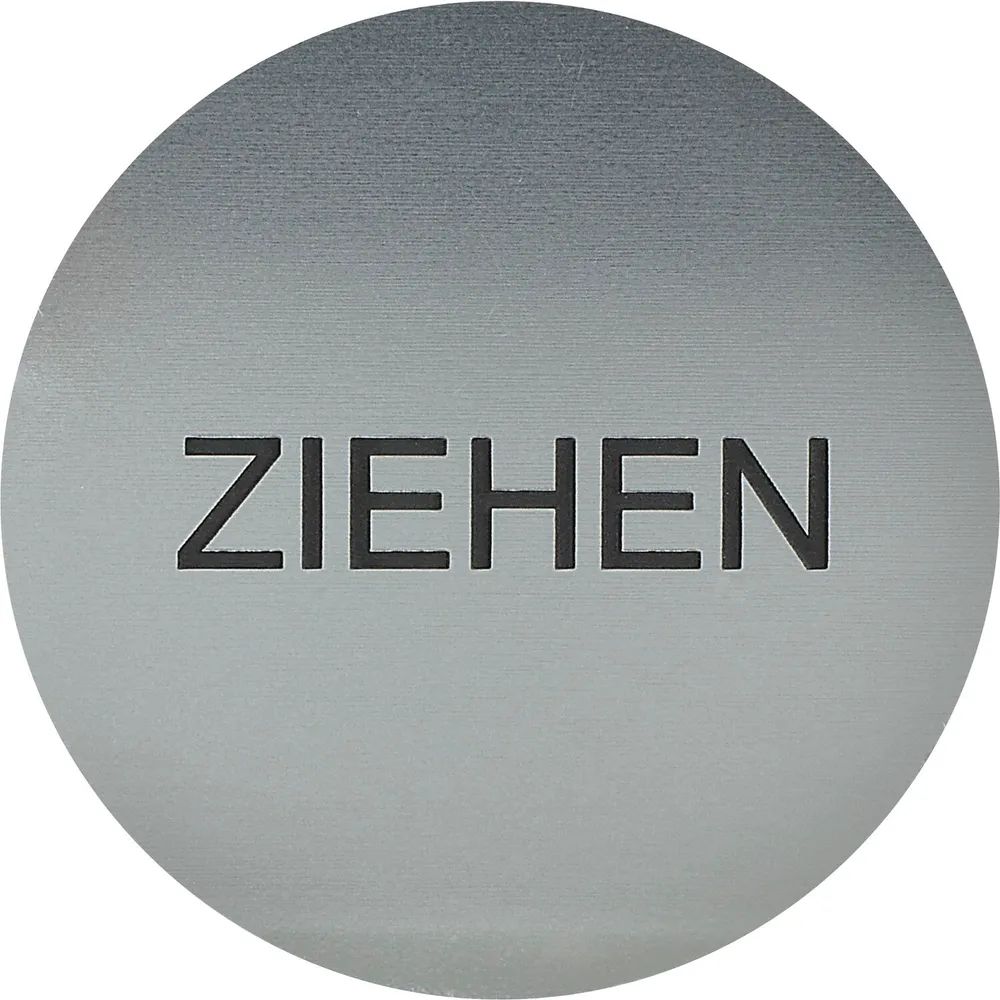 Schachermayer VVP Hinweisschild ZIEHEN, Durchmesser 60 mm, Kunststoff Edelstahl-Effekt