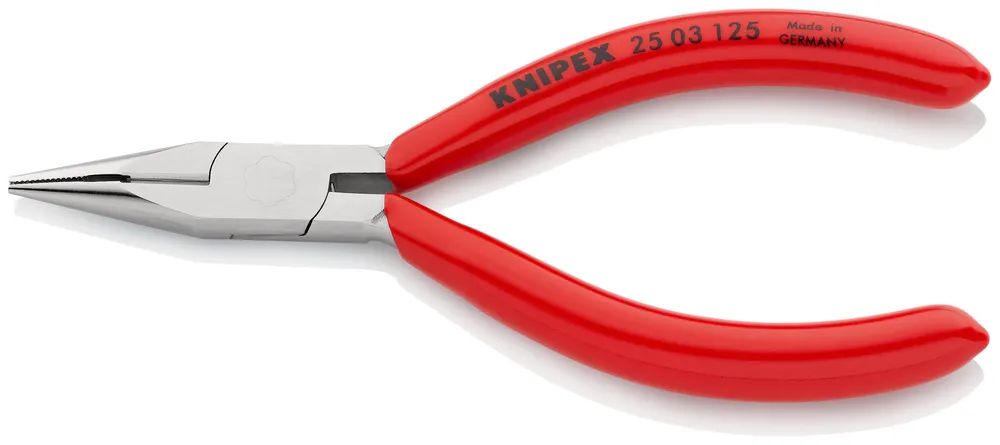 KNIPEX Flachrundzange mit Schneide (Radiozange) mit Kunststoff überzogen verchromt 125 mm