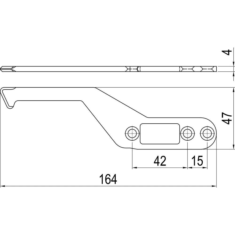 ABS Innovation GmbH  IMH-ABS Mitnehmerhaken SF, 164 x 47 x 4 mm, universal, DIN, schwarz verzinkt