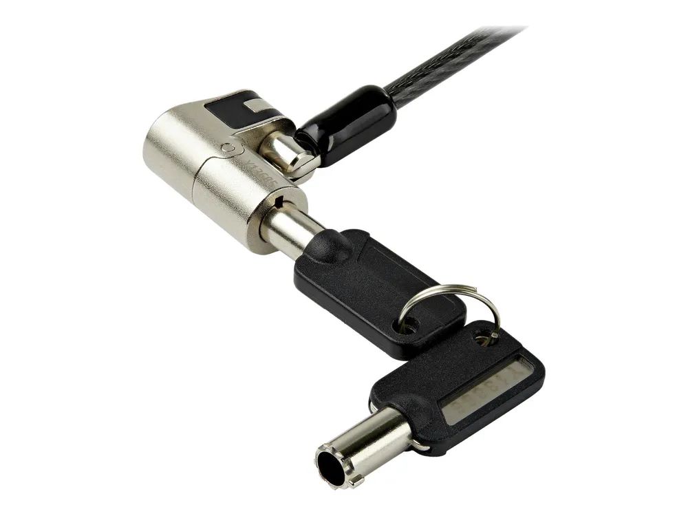 StarTech.com Laptopschloss mit 2m Kabel (mit Schlüssel, für K-Slot, Nano, Wedge Slot, Stahlkabel, Push-to-Lock Taste, Kabelschloss)