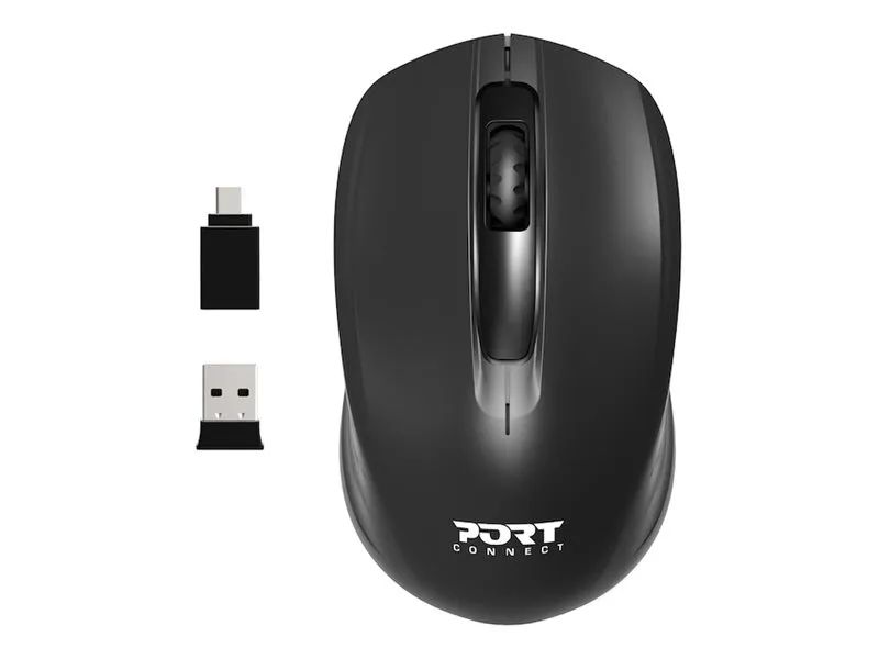 PORT Designs PORT Connect - Maus - rechts- und linkshändig - optisch - 3 Tasten - kabellos - 2.4 GHz - kabelloser Empfänger (USB)