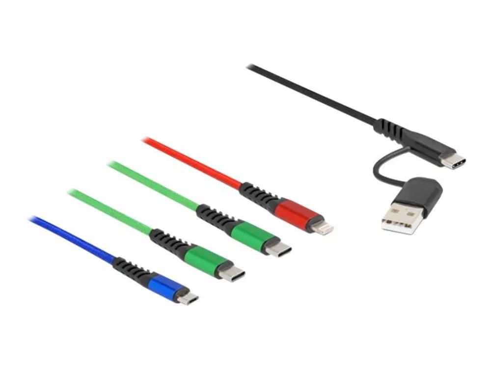 Delock USB Ladekabel 4 in 1 Typ-A+ USB-C zu Lightning Micro 2 x Type-C 1 - Digital/Daten