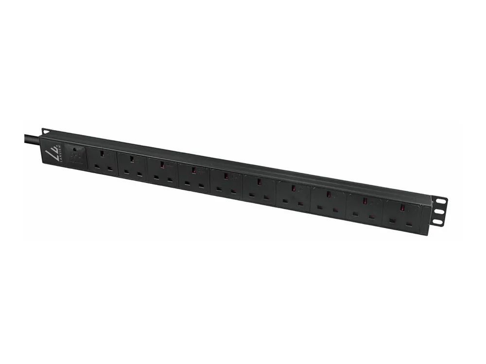 Lanview Steckdosenleiste (Rack - einbaufähig) - 13A, vertical - 1-phasig - Eingabe, Eingang Typ G - Ausgangsanschlüsse: 10 (8 x Typ G)