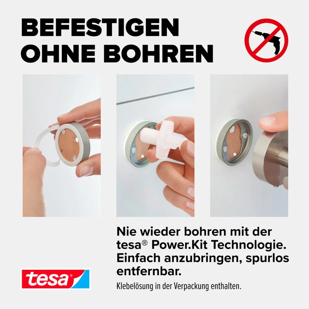 Tesa MOON Handtuchhalter Bad 2-armig inkl. Klebelösung