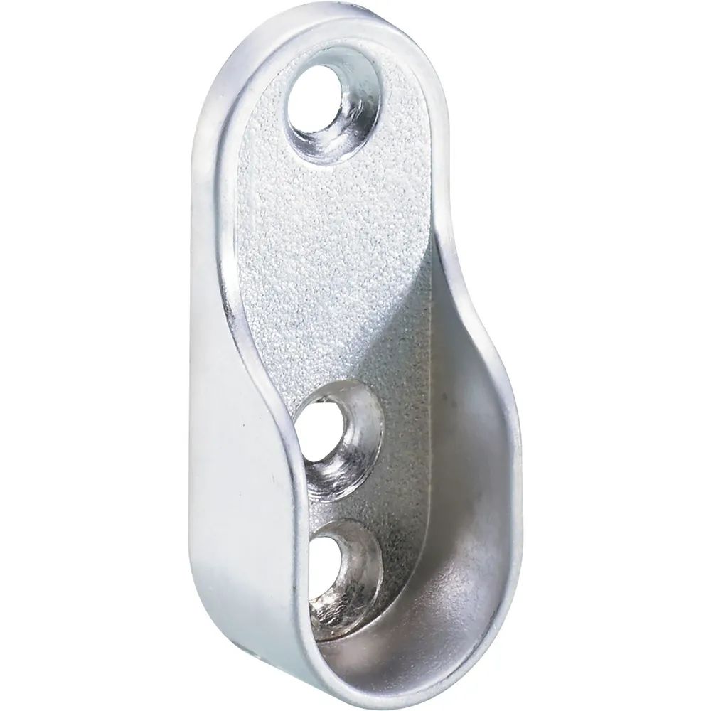 HETTICH Schrankrohrlager Oval 1 für Schrankrohr, 3 Schraublöcher, Zink alufarbig