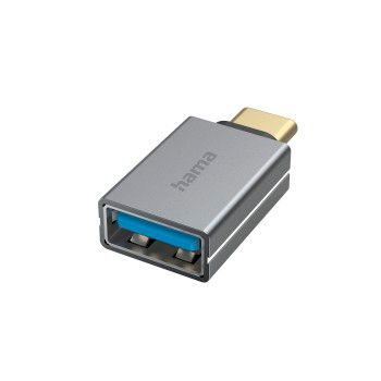 Hama USB-OTG-Adapter, USB-C-Stecker - USB-Buchse, USB 3.2 Gen1, 5 Gbit/s, Alu