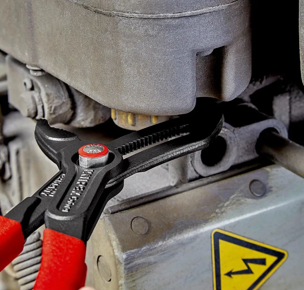 KNIPEX Cobra® QuickSet Hightech-Wasserpumpenzange mit rutschhemmendem Kunststoff überzogen grau atramentiert 300 mm