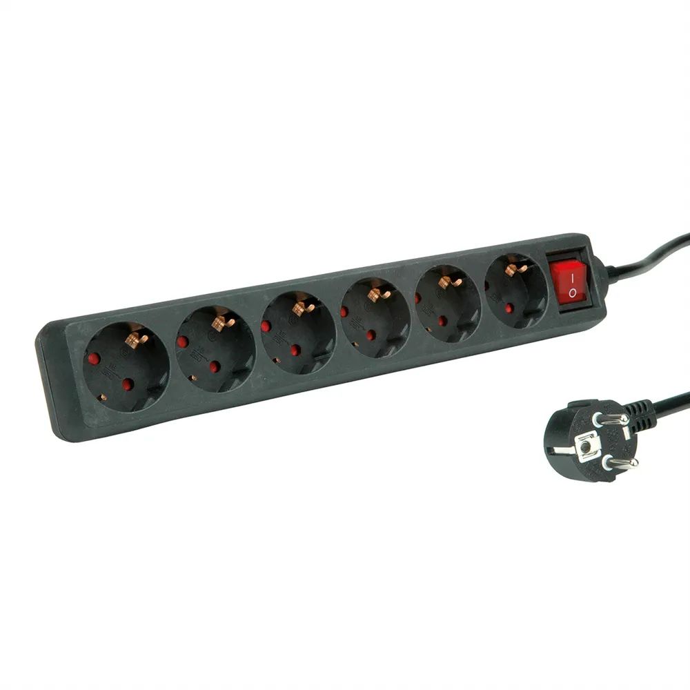 ROLINE Steckdosenleiste - Wechselstrom 250 V - 3600 Watt - Eingabe, Eingang CEE 7/4 - Ausgangsanschlüsse: 6 (3 x CEE 7/4)