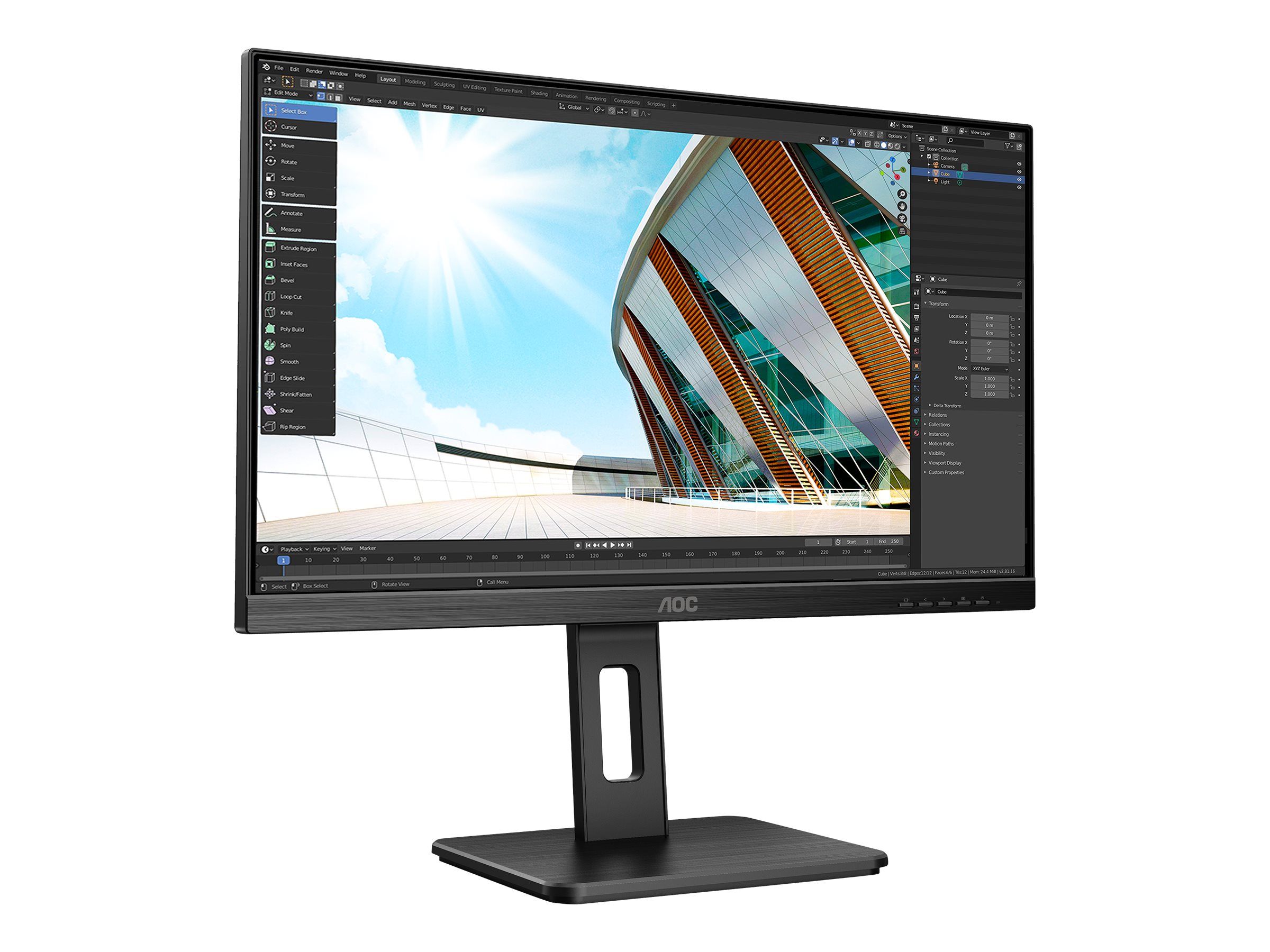 AOC Q24P2Q - LED-Monitor - 60.5 cm (23.8") - 2560 x 1440 QHD @ 75 Hz