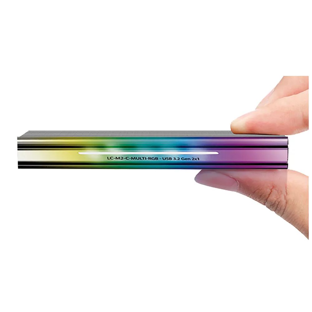 LC-Power LC-M2-C-MULTI-RGB - Speichergehäuse - M.2 - M.2 NVMe Card / SATA 10Gb/s - USB 3.2 (Gen 2)