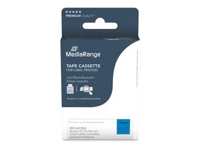 MEDIARANGE Laminiert - permanenter Klebstoff - Schwarz auf Blau - Rolle (1,2 cm x 8 m)