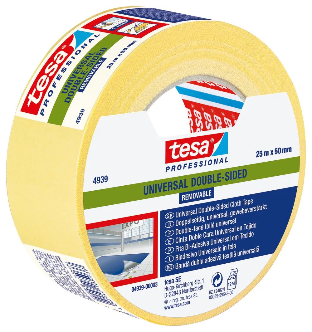 tesa® Doppelseitiges Gaffer Tape 25 m x 50 mm – ablösbar & universell – weiß