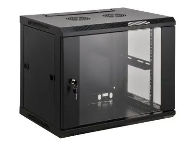Intellinet Network Cabinet, Wall Mount (Standard), 6U, Usable Depth 350mm/Width 540mm, Black, Assembled, Max 60kg, Metal & Glass Door, Back Panel, Removeable Sides,Suitable also for use on desk or floor, 19",Parts for wall install (eg screws/rawl plu