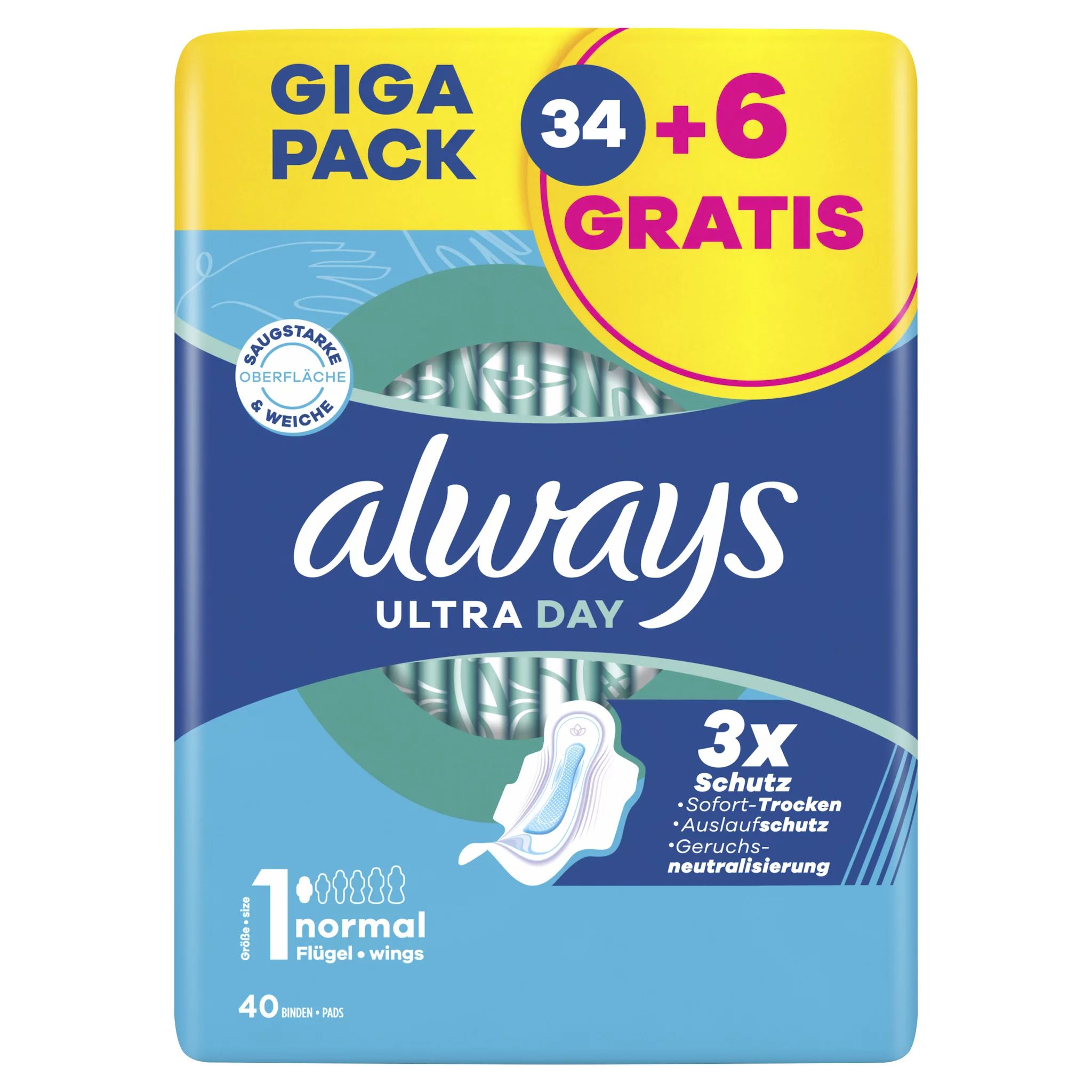 always Ultra Binde Normal Gigapack 34+6 GRATIS