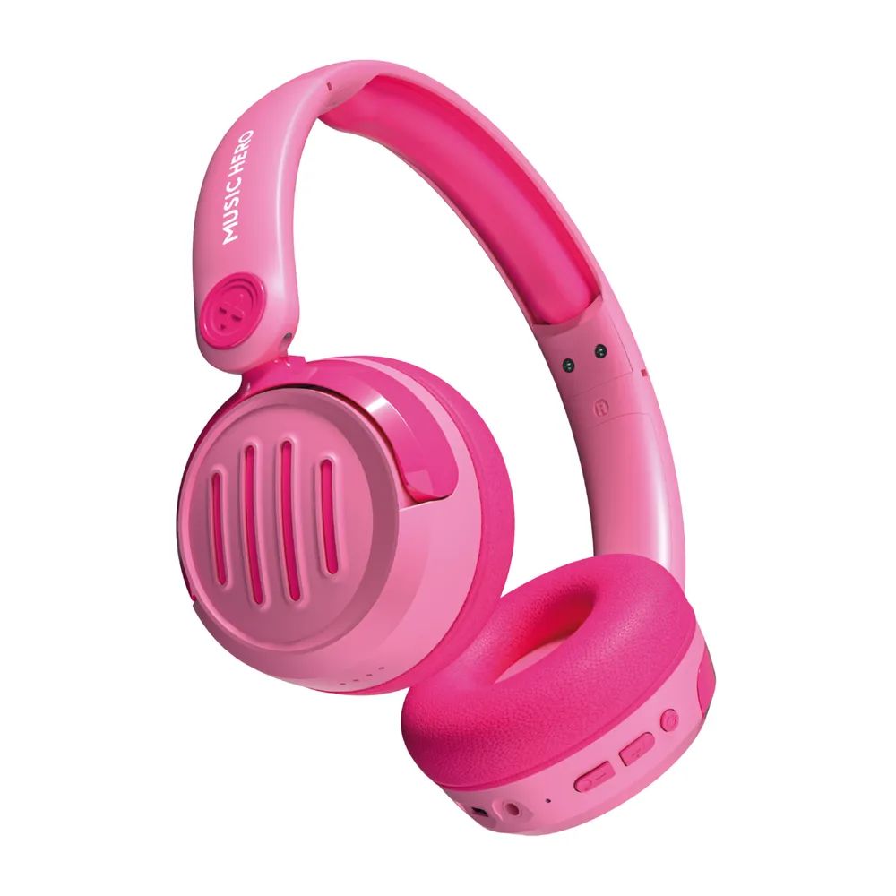 MUSIC HERO KIDS Kinder Bluetooth Stereo Over-Ear Headset mit Lautstärkebegrenzung bis 85 dB pink