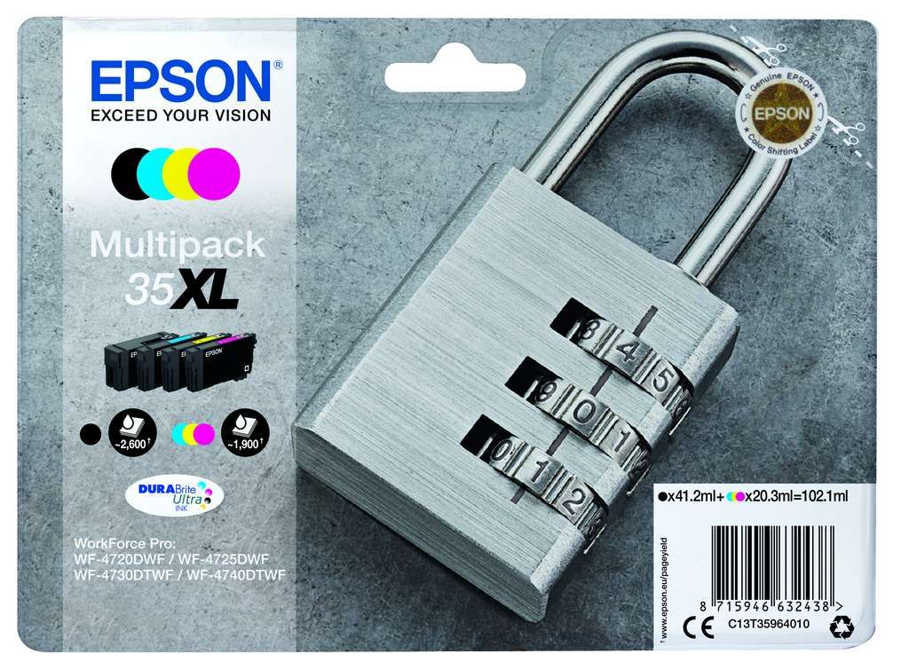 Epson 35 Tinte Vorhängeschloss Multi, XL, 4 Farben