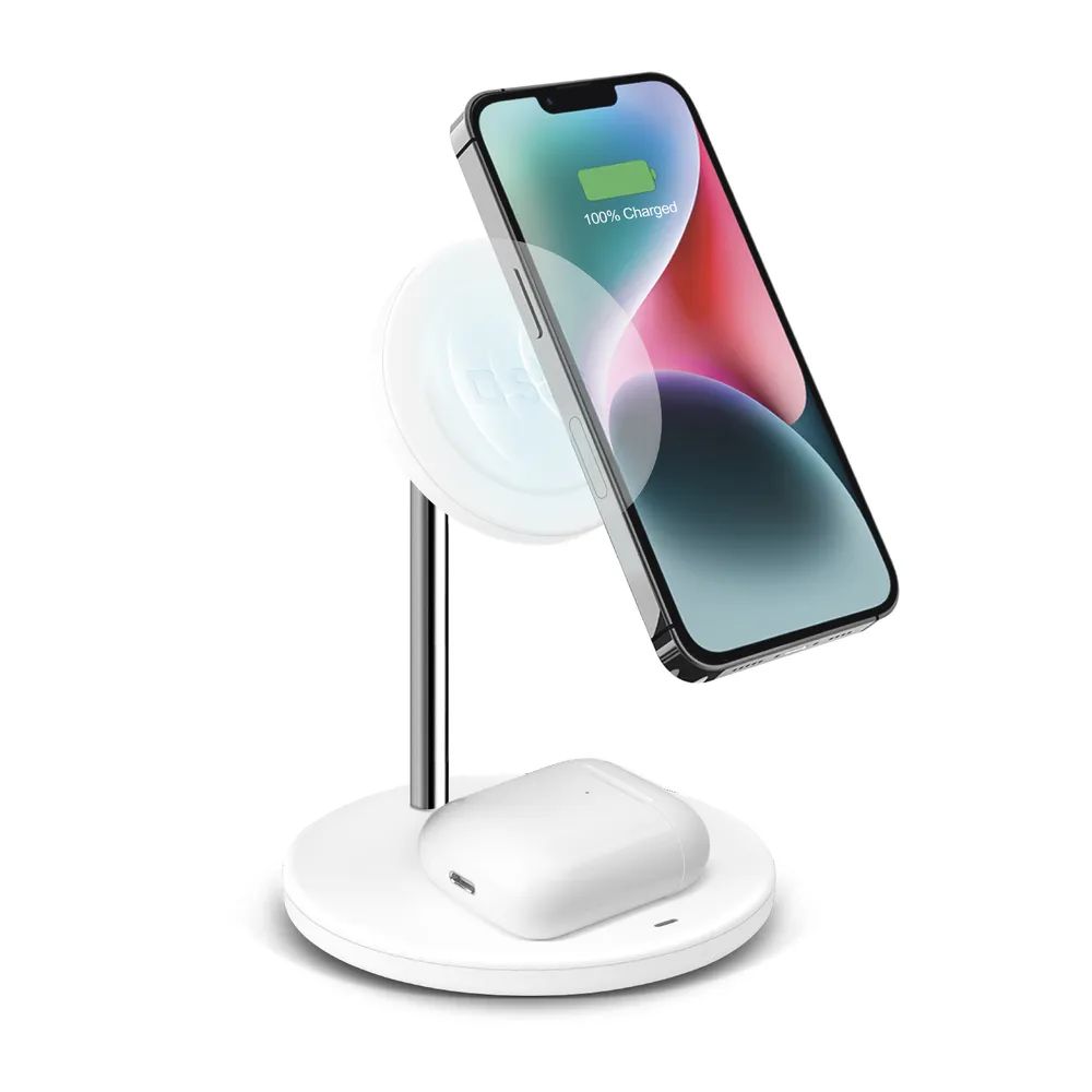 SBS Induktionslader Stand MagSafe 2in1, 15W für iPhone u. AirPods